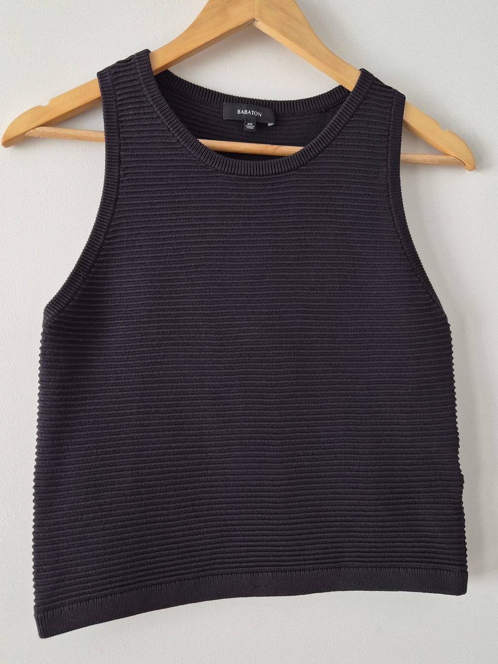 Babaton Black Ribbed Crewneck Tank